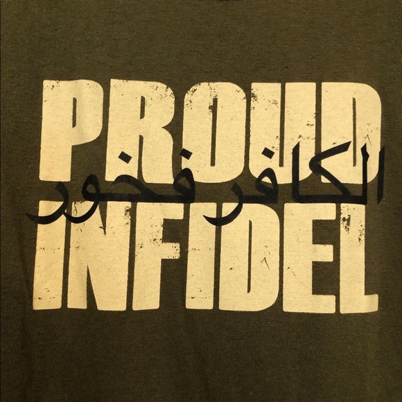 Sold Proud Infidel army green tshirt. GUC! - Picture 3 of 5